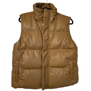 a new day Brown Faux Leather Puffer Vest